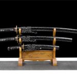 Japanese Swords Set Of 3 White Black
