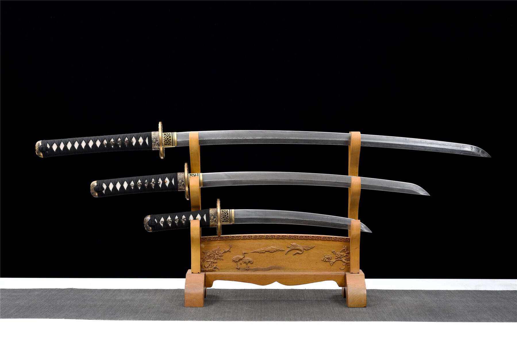 Japanese Swords Set Of 3 White Black
