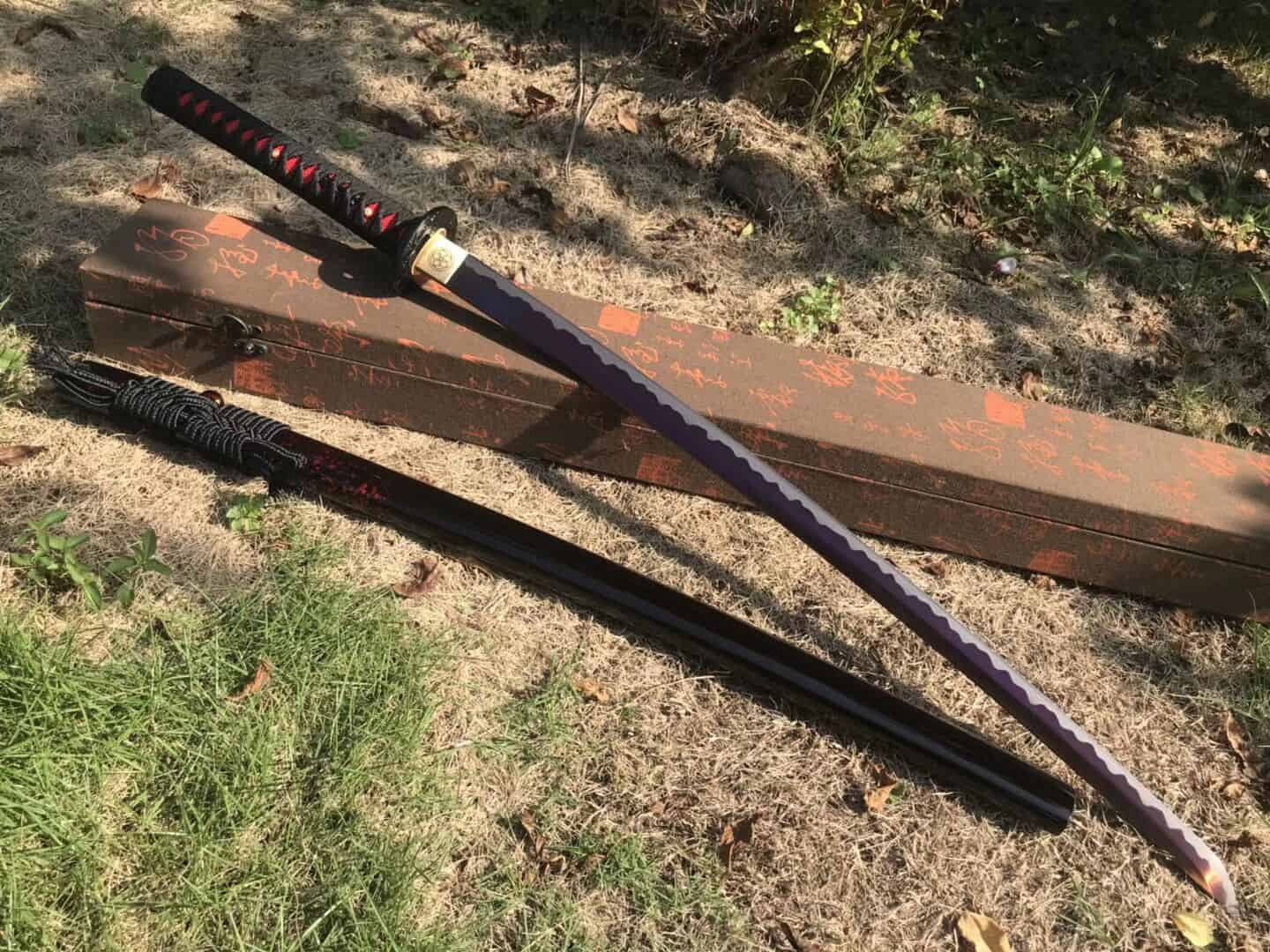 Purple Blade Black And Red Katana