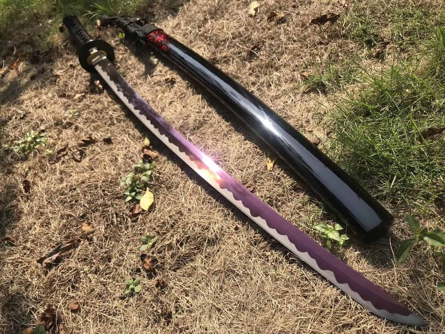 Purple Blade Black And Red Katana