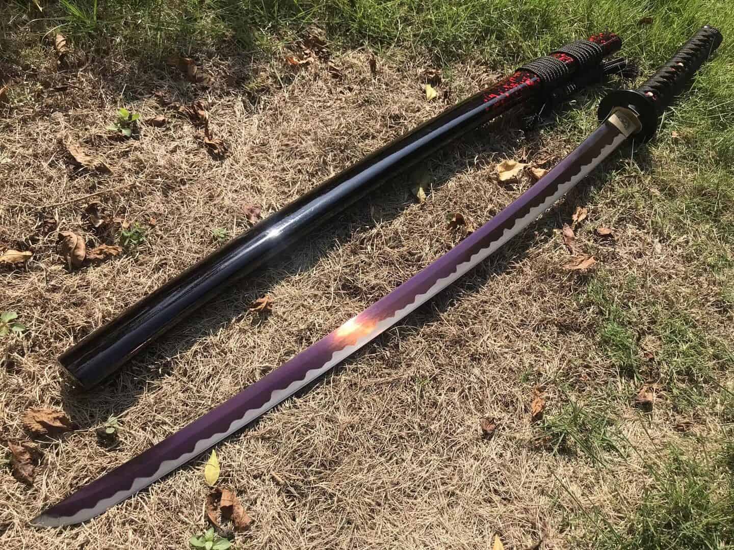 Purple Blade Black And Red Katana