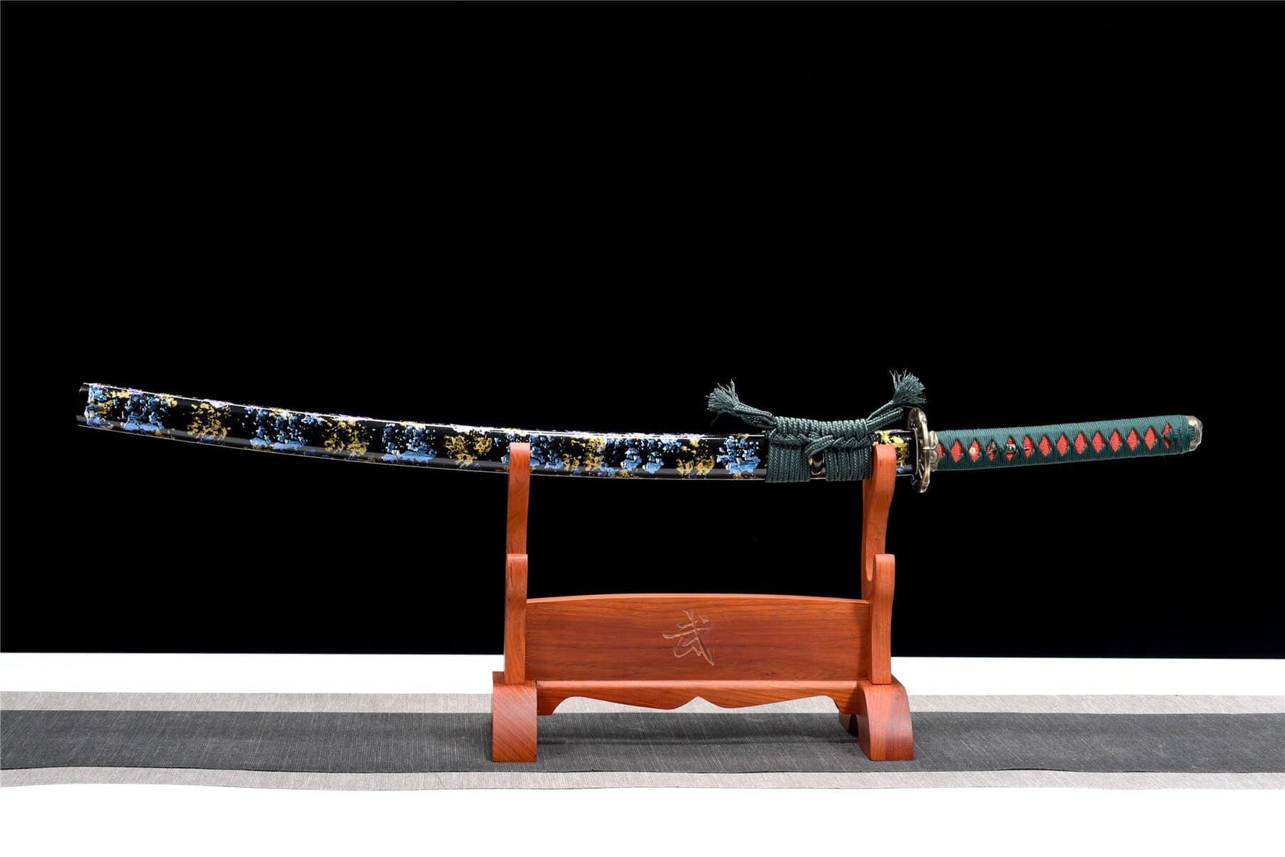 Gold And Blue Flowers Katana