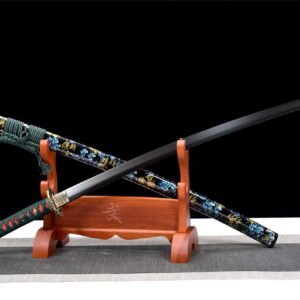 Gold And Blue Flowers Katana