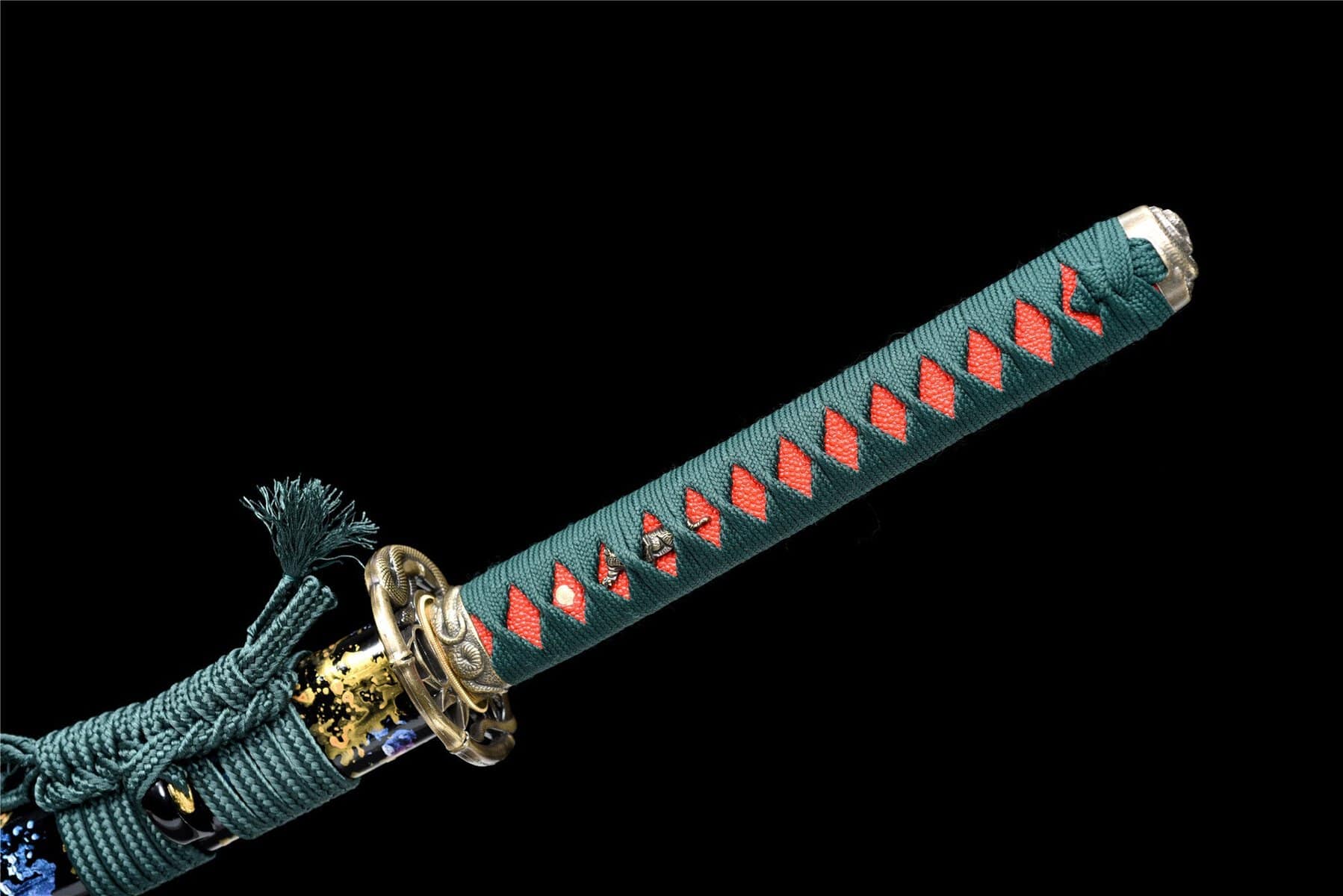 Gold And Blue Flowers Katana