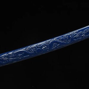 Blue Engraved Dragon Scabbards Katana