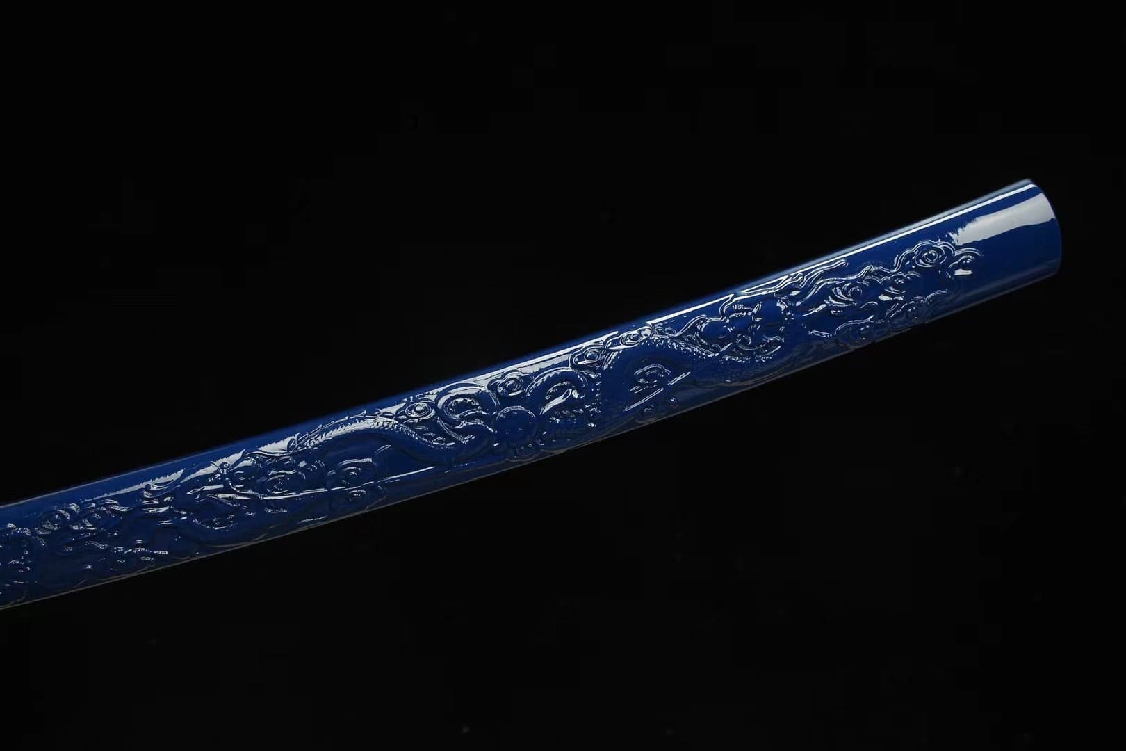Blue Engraved Dragon Scabbards Katana