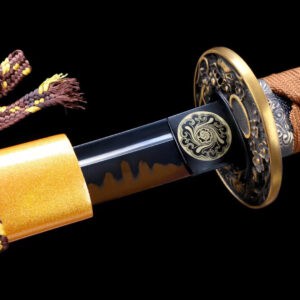 Orange And Brown Colored Blade Katana Set