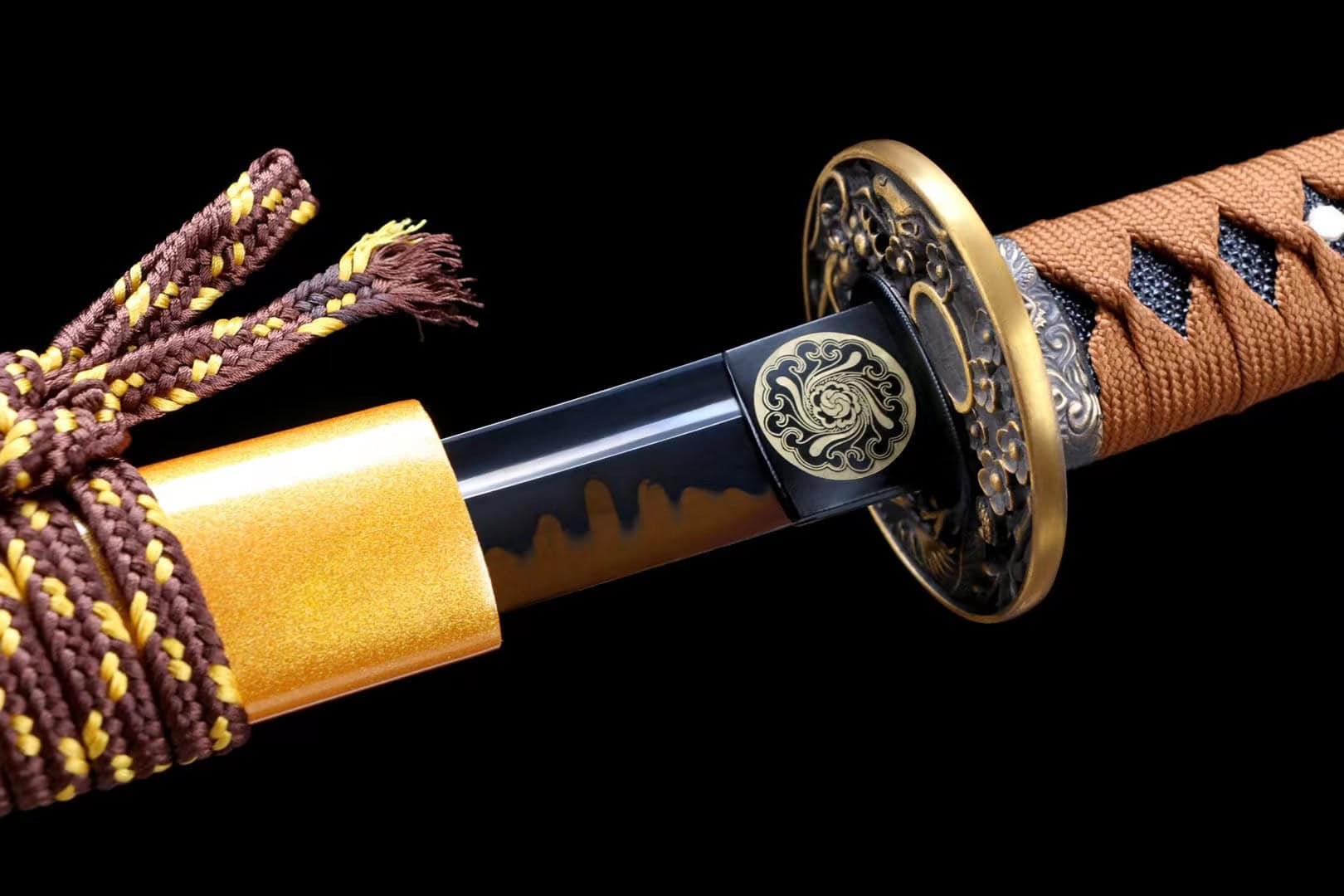 Orange And Brown Colored Blade Katana Set