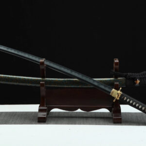 Black Katana Golden Flower Tsuba