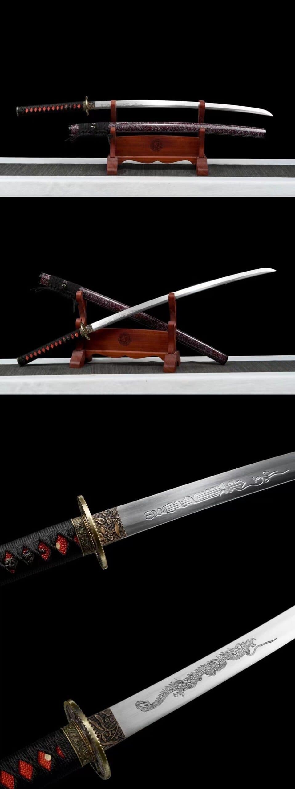 White And Purple Japanese Sword Set