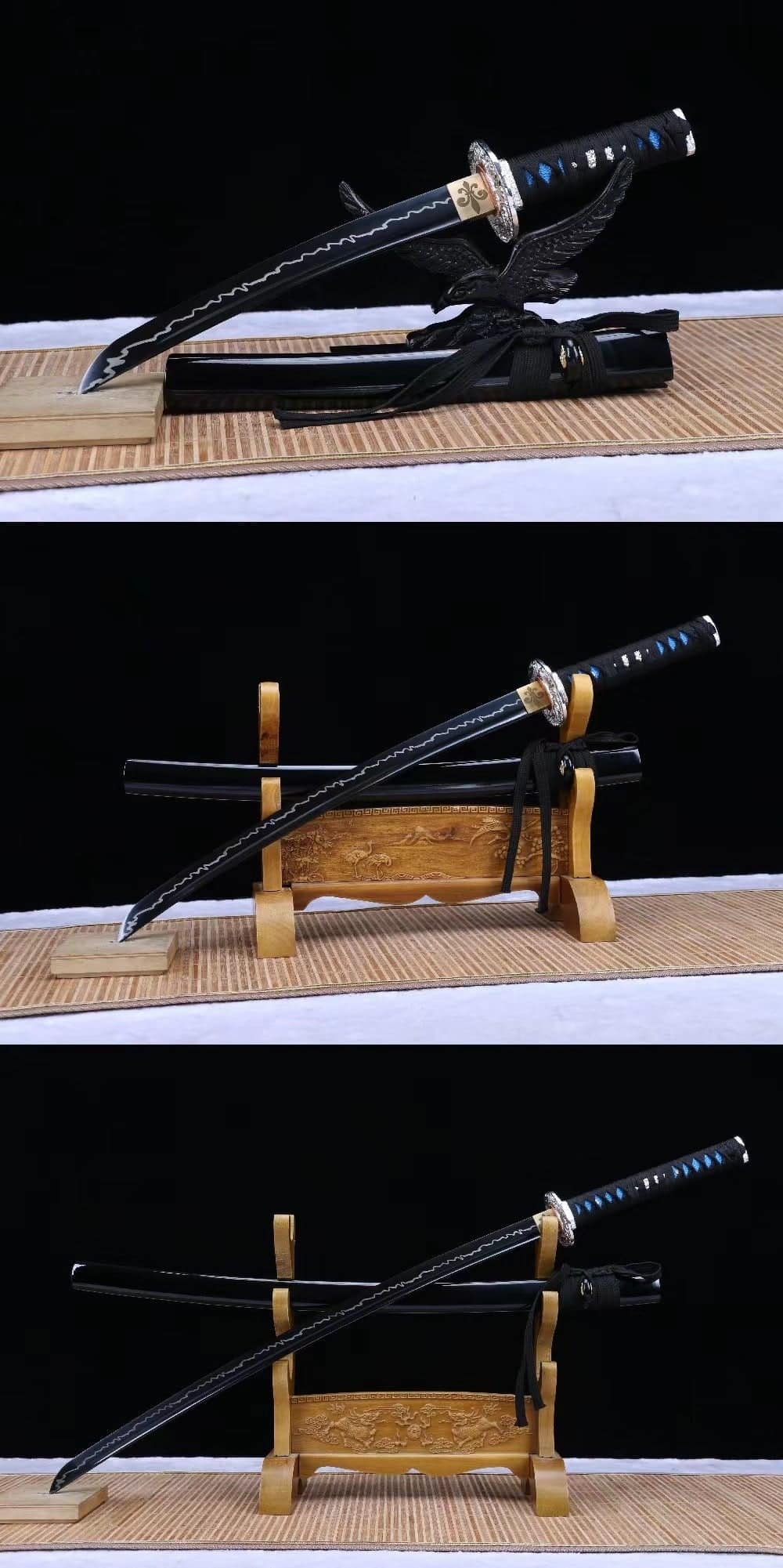 Japanese Sword Set Black Blue