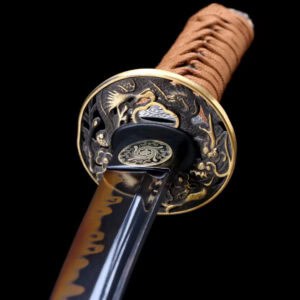 Orange And Brown Colored Blade Katana Set