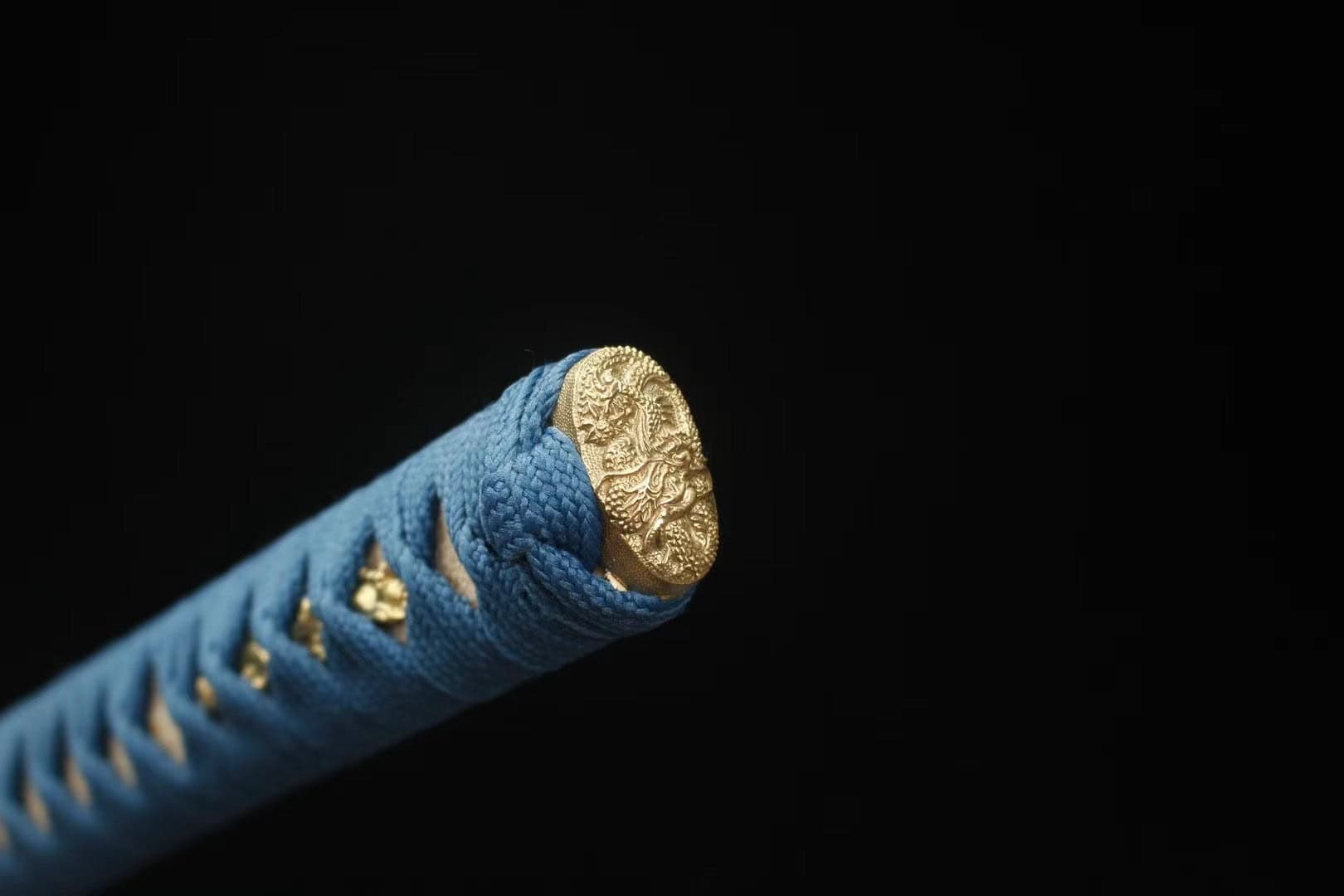 Blue Engraved Dragon Scabbards Katana