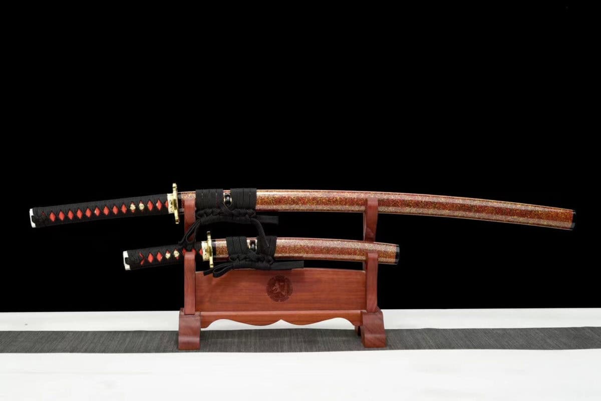 Red And Brown Japanse Swords Set