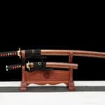 Red And Brown Japanse Swords Set