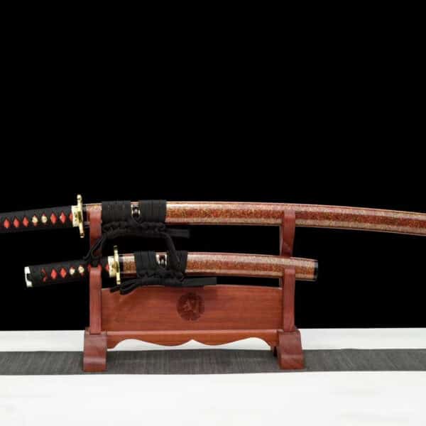 Red And Brown Japanse Swords Set