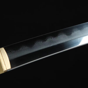 Black Katana Golden Flower Tsuba