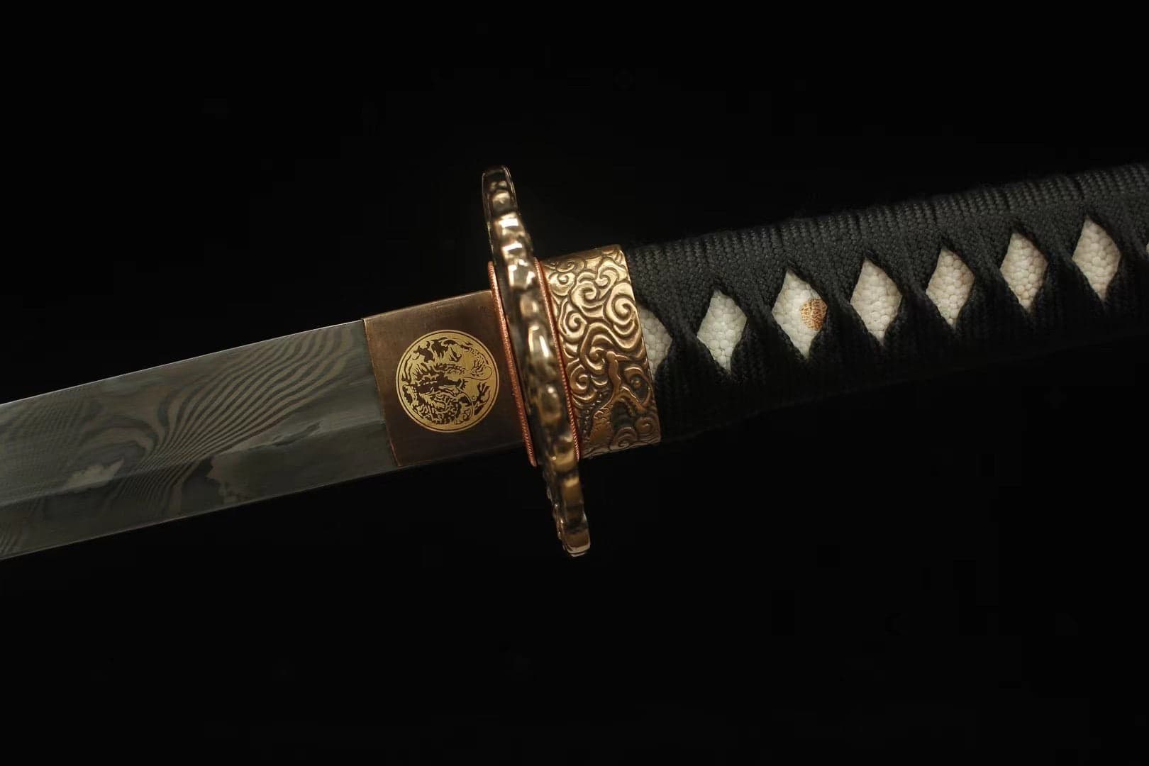 Black Engraved Dragon Scabbards Katana