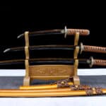 Orange And Brown Colored Blade Katana Set