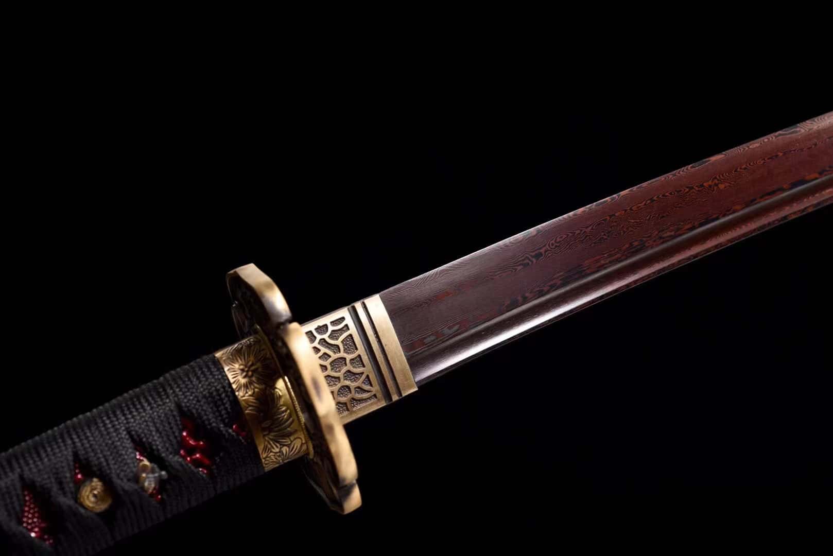 Red Copper Damascus Katana