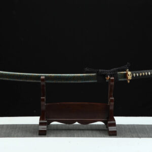Black Katana Golden Flower Tsuba