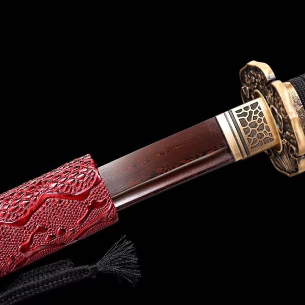 Red Copper Damascus Katana