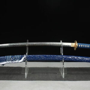 Blue Engraved Dragon Scabbards Katana