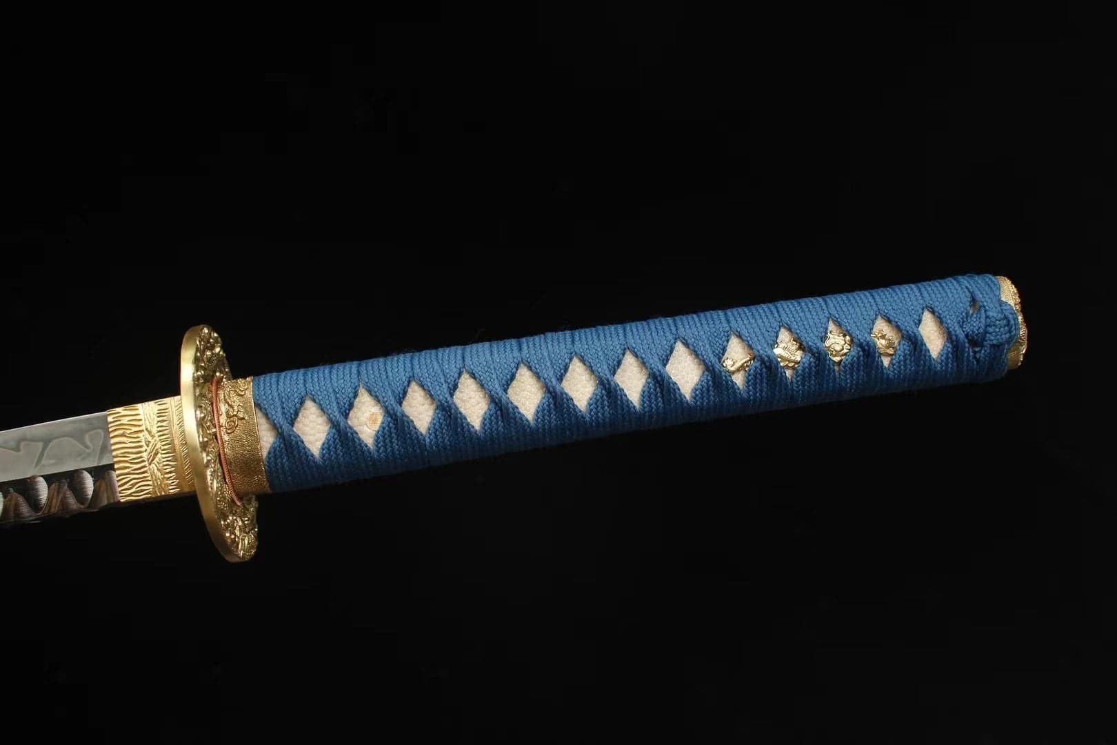 Blue Engraved Dragon Scabbards Katana