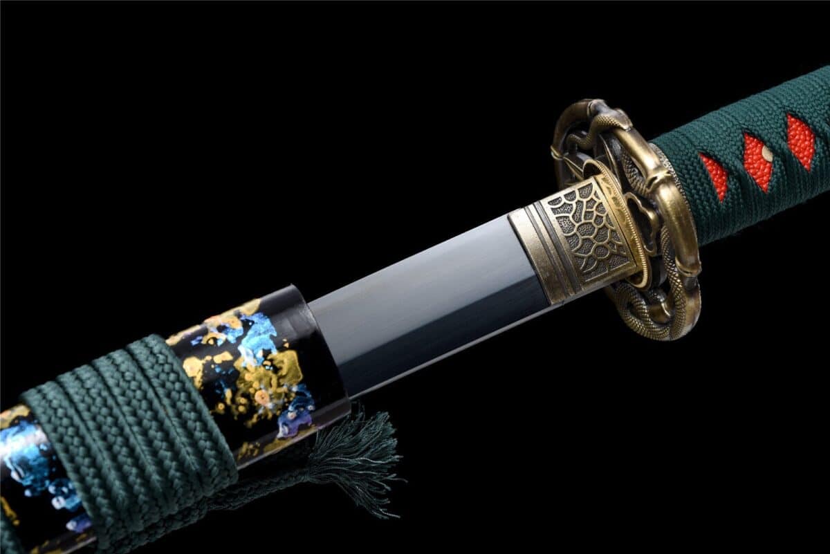 Gold And Blue Flowers Katana