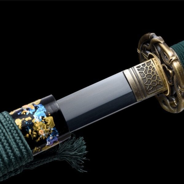 Gold And Blue Flowers Katana