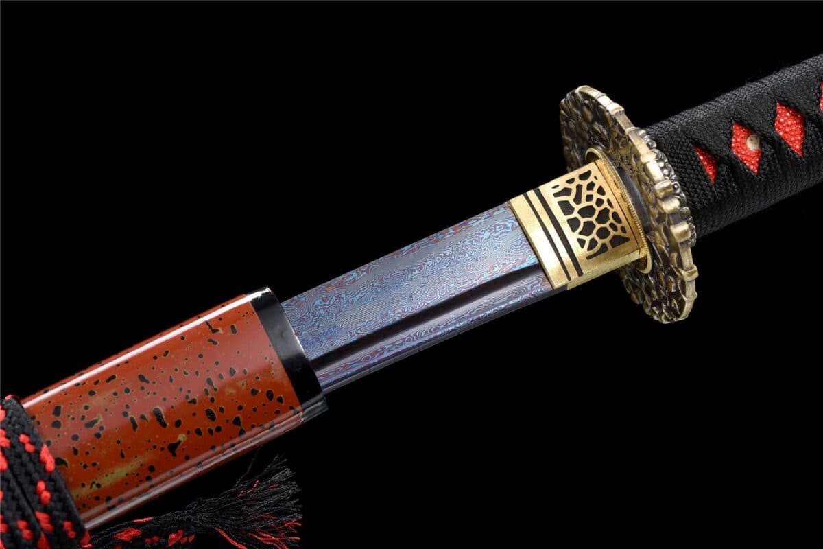 Brown Damascus Samurai Sword