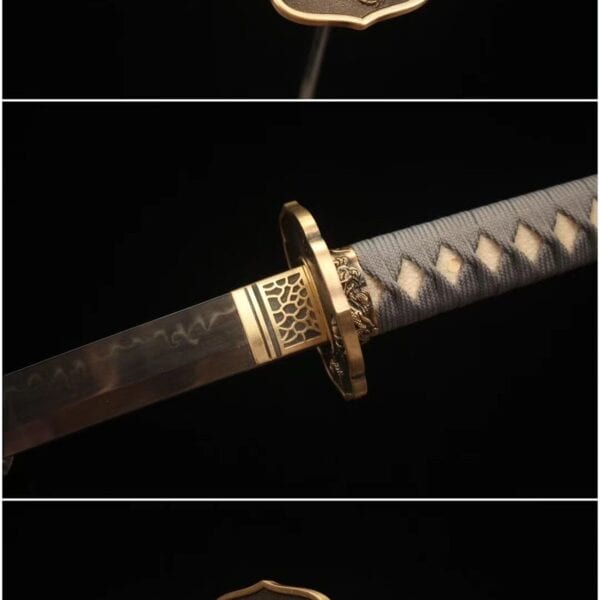Katana With Grey Handle Golden Dragon