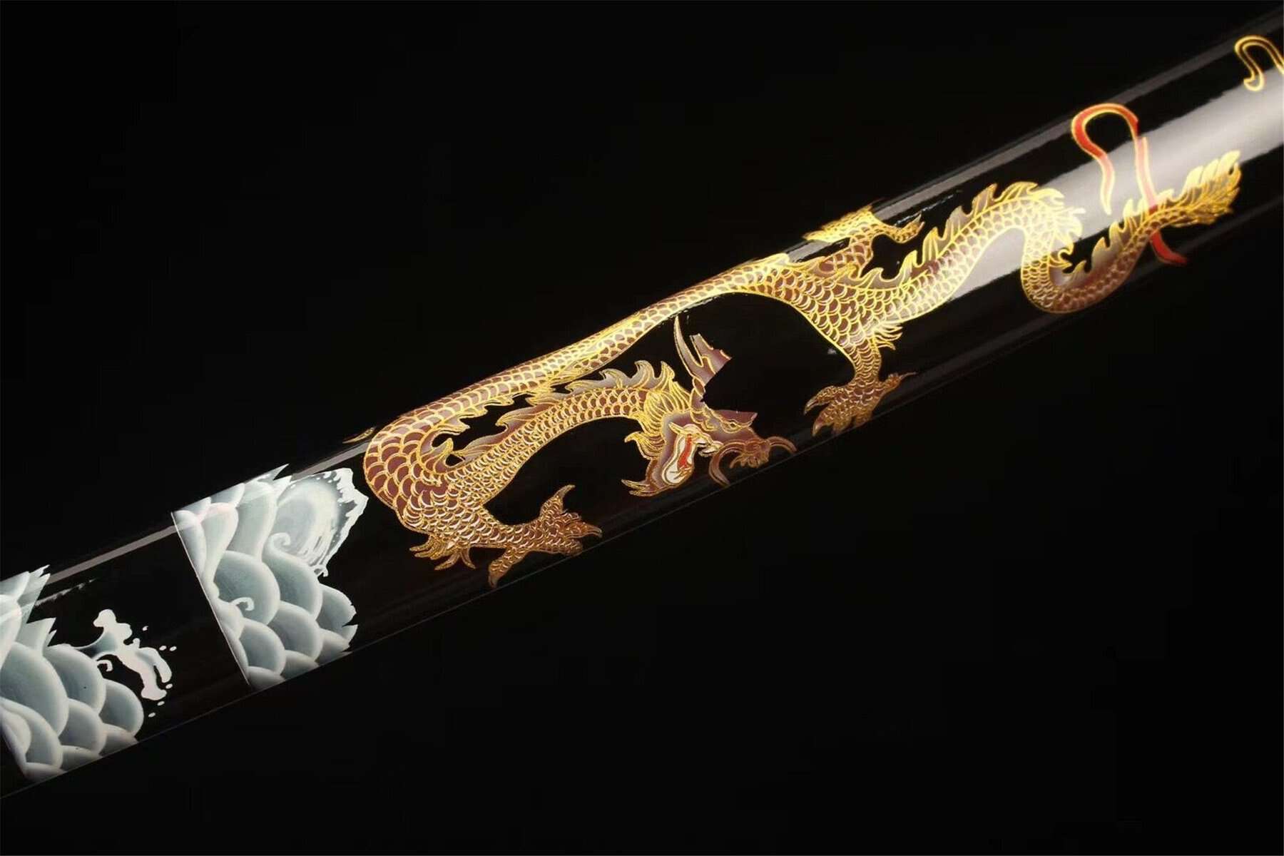 Katana With Grey Handle Golden Dragon