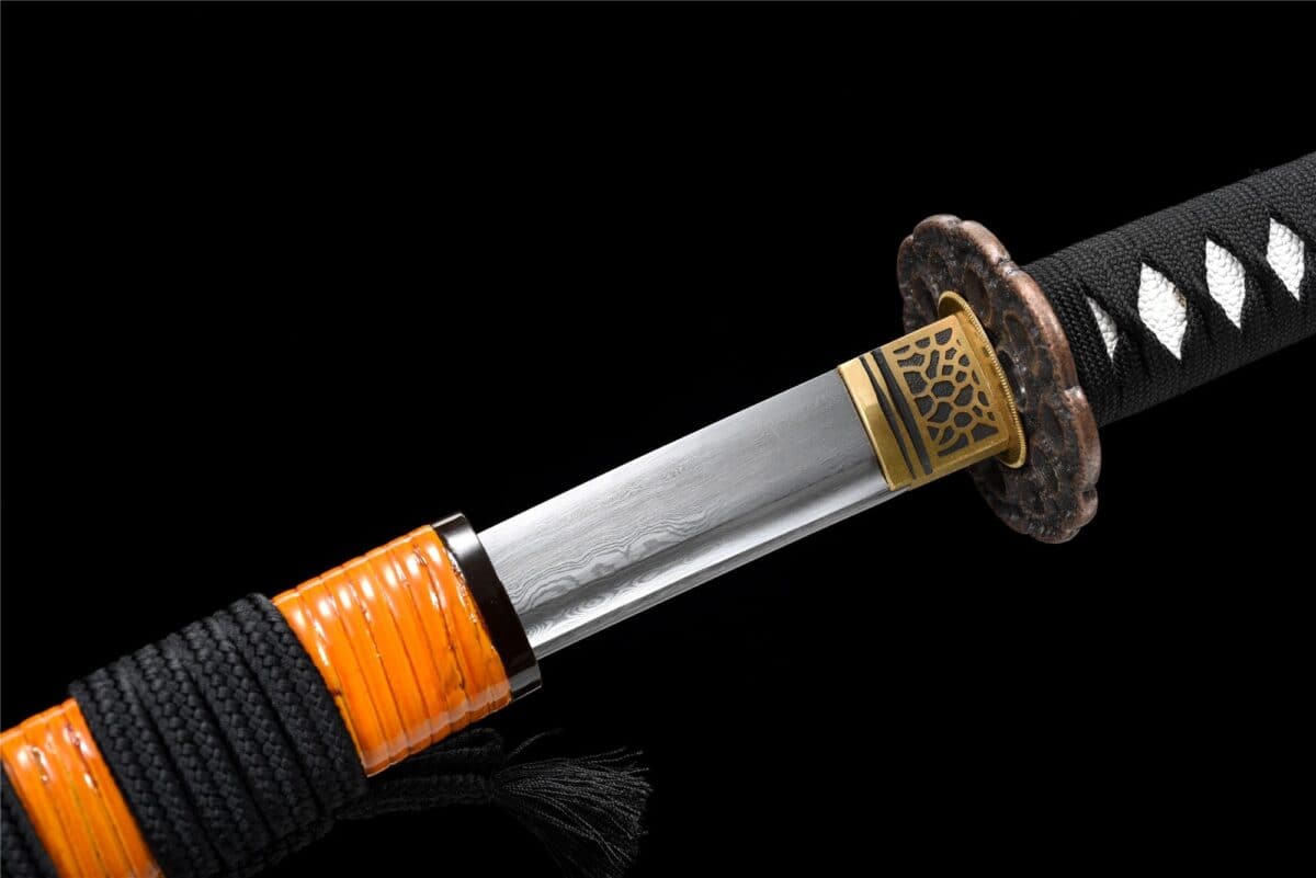 Black And Orange Japanese Damascus Sword