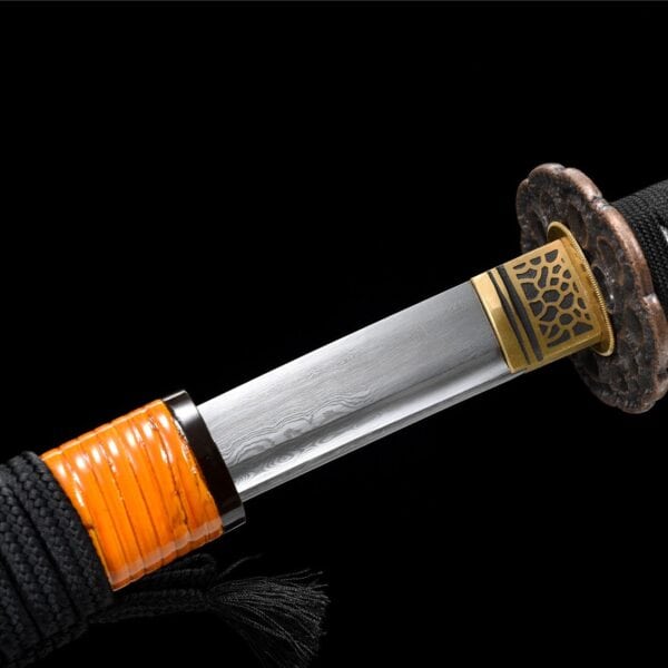Black And Orange Japanese Damascus Sword