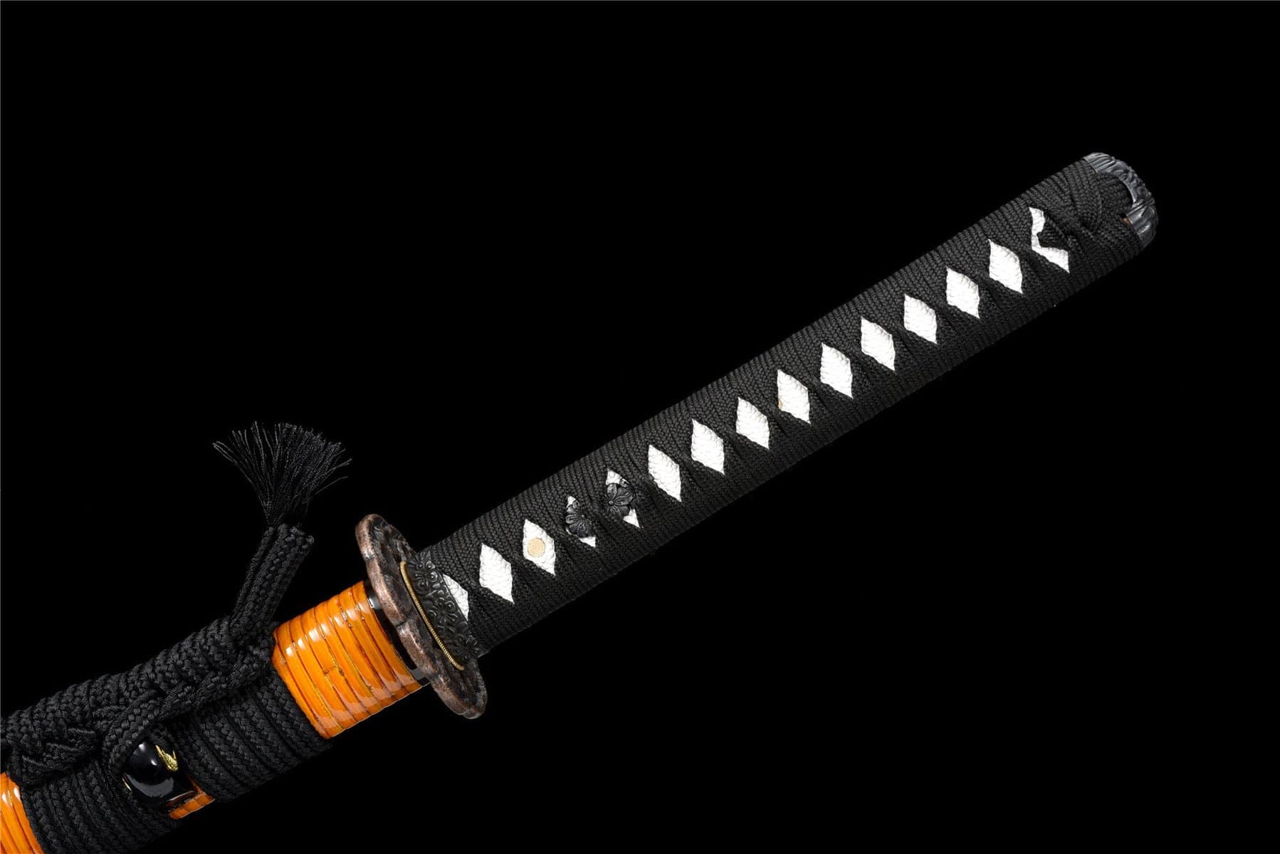 Black And Orange Japanese Damascus Sword